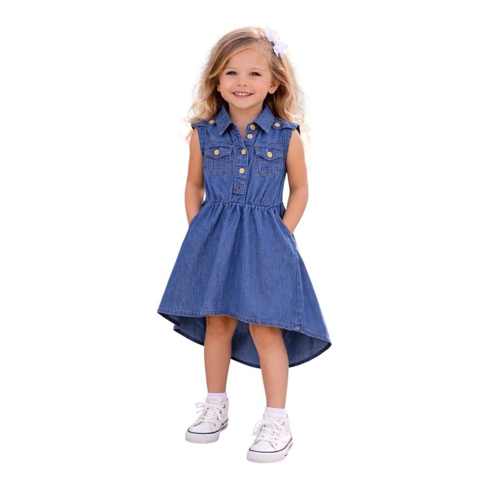 Dollhouse Blue Denim Casual Dress for Kids